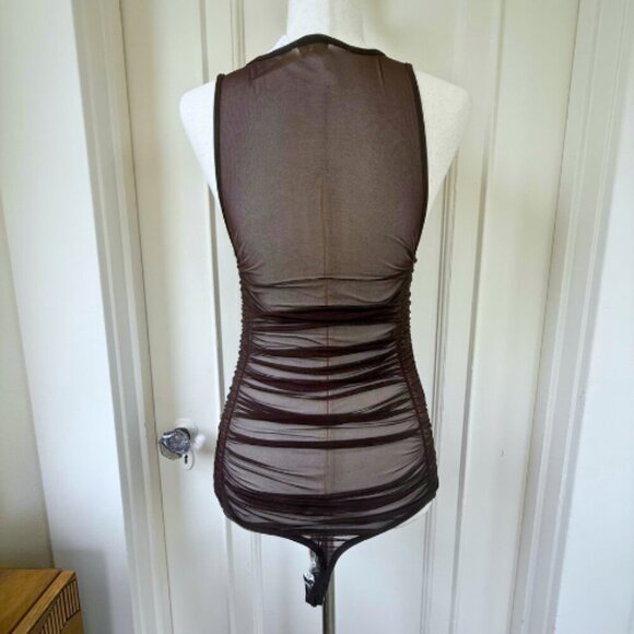 INTIMATELY BY FREE PEOPLE Under It All Sleeveless Brown Mesh Bodysuit Size M - Picture 6 of 10